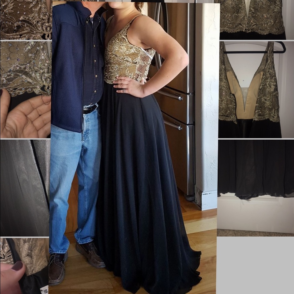 Size 16 black & gold prom dress